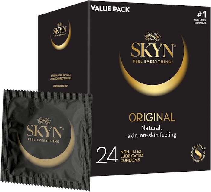 SKYN Original Condoms 24 count non-latex ultra-sensitive protection with SKYNFEEL material and smooth lubricant