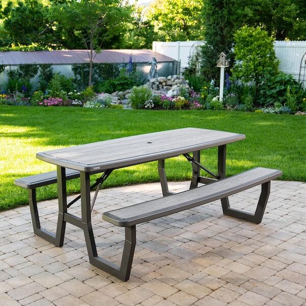 Lifetime 6 ft Folding Picnic Table seating 8 people for outdoor dining
