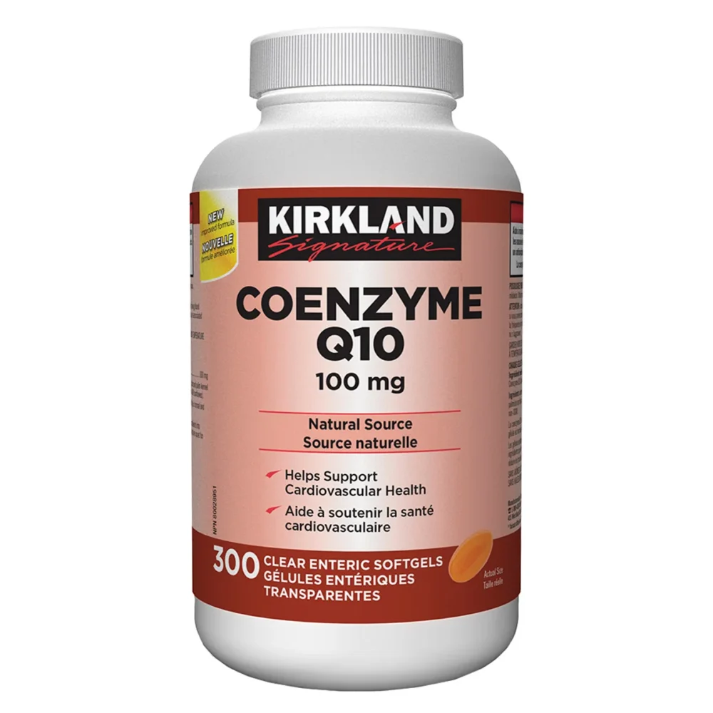 Kirkland Signature Coenzyme Q10 100 mg 300 softgels bottle for heart health