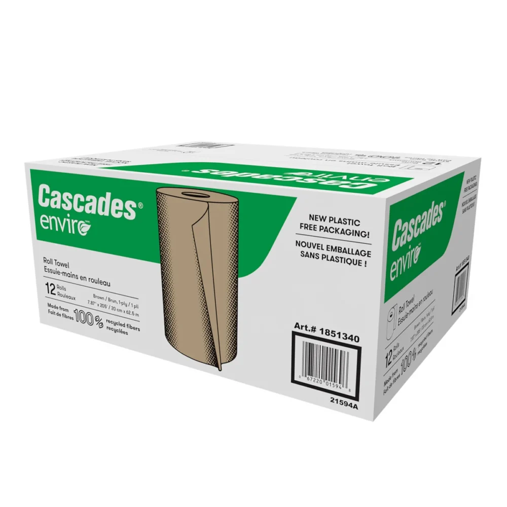 Cascades Enviro Paper Towels 12-pack of 100% recycled fibre hand towels Canada